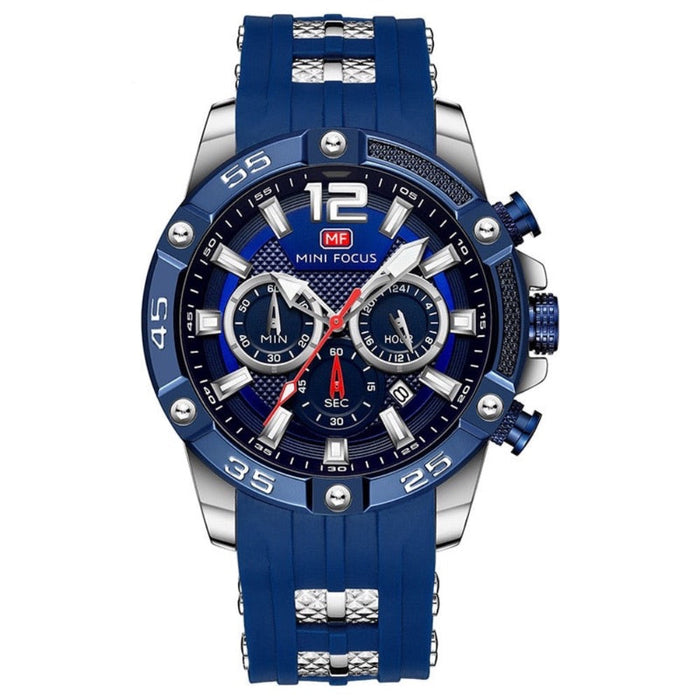 Waterproof Chronograph Watch for Men: black, orange wristwatch, sporty, rugged, chronograph-style style
