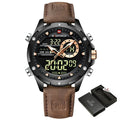 Waterproof Men's Military Watch with Dual Functionality: black, brown wristwatch, sporty, rugged, multifunction analog-digita