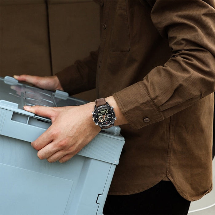 Waterproof Men's Military Watch with Dual Functionality: black, brown wristwatch, sporty, rugged, multifunction analog-digita