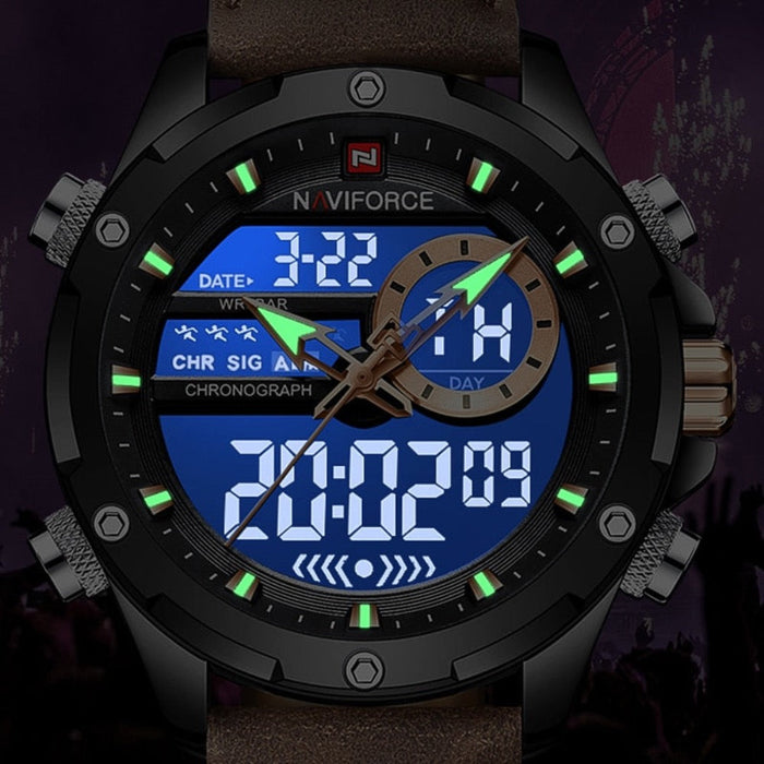 Waterproof Men's Military Watch with Dual Functionality: black, brown wristwatch, sporty, rugged, multifunction analog-digita