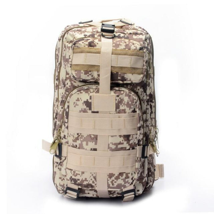 Waterproof Outdoor Backpack for Hiking and Camping with Military-Inspired Design: tan, black backpack, tactical style