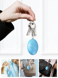 Wearable Personal Security Alert Device: bright blue, silver keychain accessory, minimal style