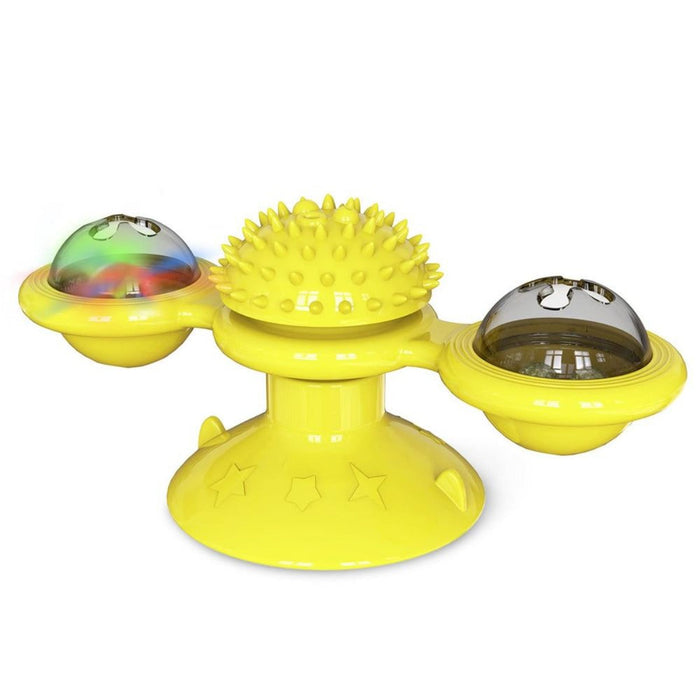 Whirling LED Balls for Cats: yellow, transparent cat, cartoon style