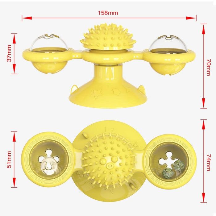 Whirling LED Balls for Cats: yellow, transparent cat, cartoon style