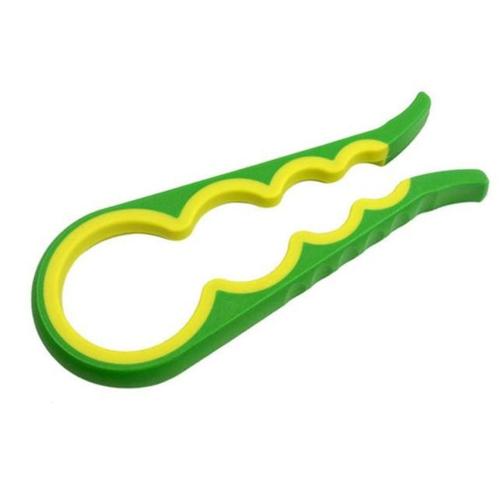 Wholesale Set of 2 Bottle Cap Openers with 4 Functions: yellow, green multi-purpose jar/bottle opener tools, minimal practica