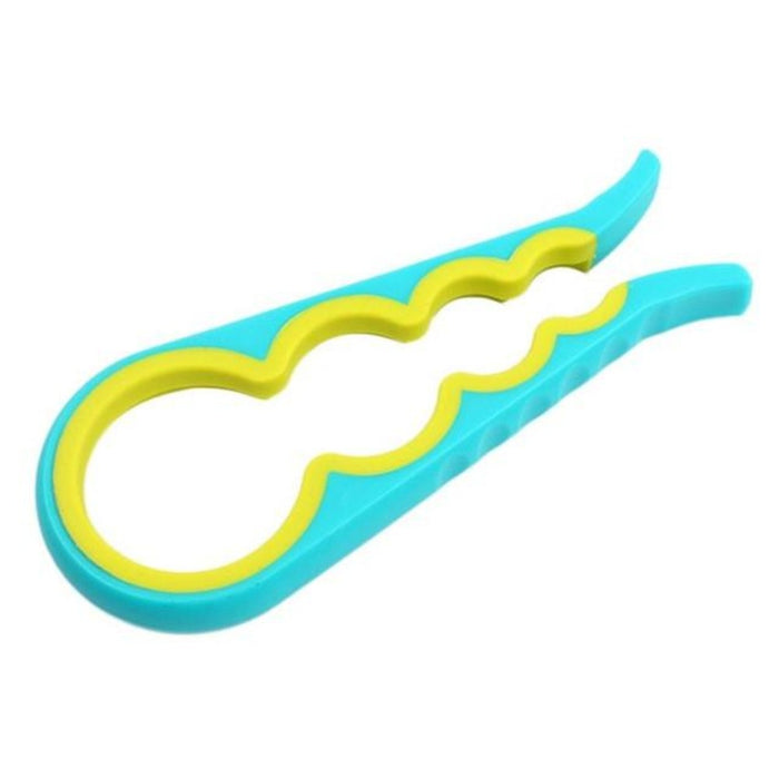 Wholesale Set of 2 Bottle Cap Openers with 4 Functions: yellow, green multi-purpose jar/bottle opener tools, minimal practica