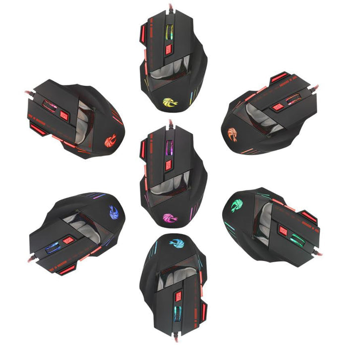 Wholesale USB Optical Wired Gaming Mouse with 7 Buttons and 3200DPI: black, gray computer gaming mice, futuristic gaming styl