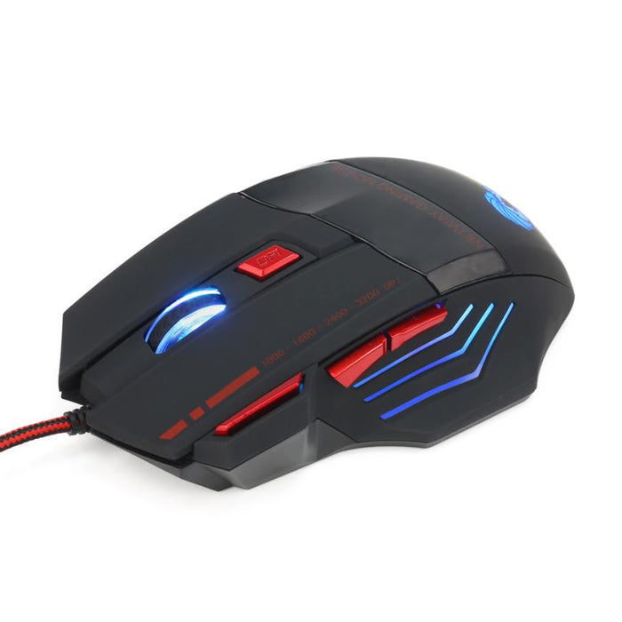 Wholesale USB Optical Wired Gaming Mouse with 7 Buttons and 3200DPI: black, gray computer gaming mice, futuristic gaming styl