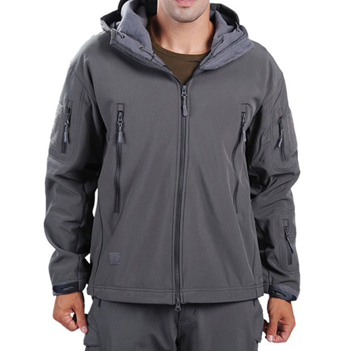 Wind and Waterproof Military-Inspired Men's Jacket: olive green, black hooded zip-up jacket, tactical outdoor style