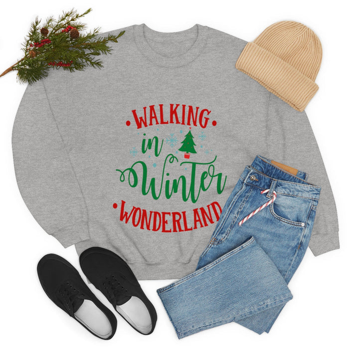 Winter Delight Women's Sweatshirt: light gray, red winter/Christmas theme, casual festive graphic style