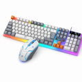 Wired Gaming Keyboard and Mouse Set with 104 LED Keys Whtie Gray