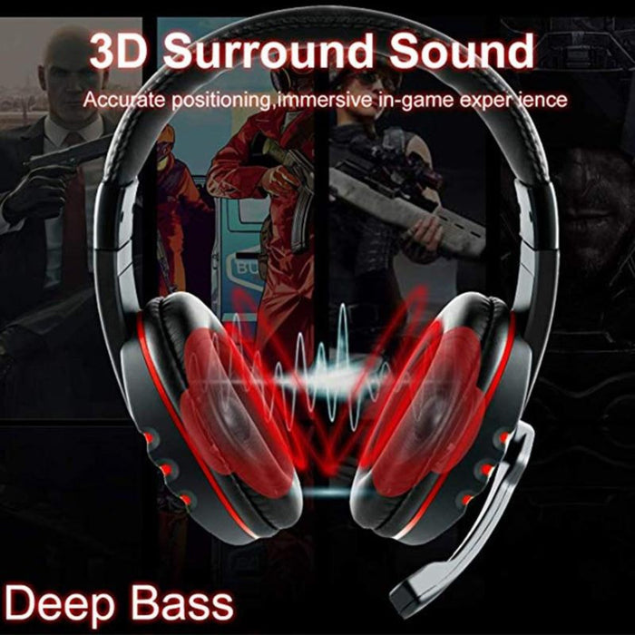 Wired Stereo Gaming Headset, Dragon Space S3600: black, red wired over-ear headset, gaming headset style