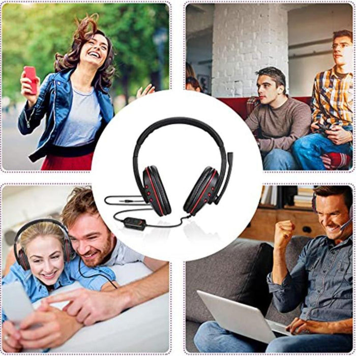 Wired Stereo Gaming Headset, Dragon Space S3600: black, red wired over-ear headset, gaming headset style