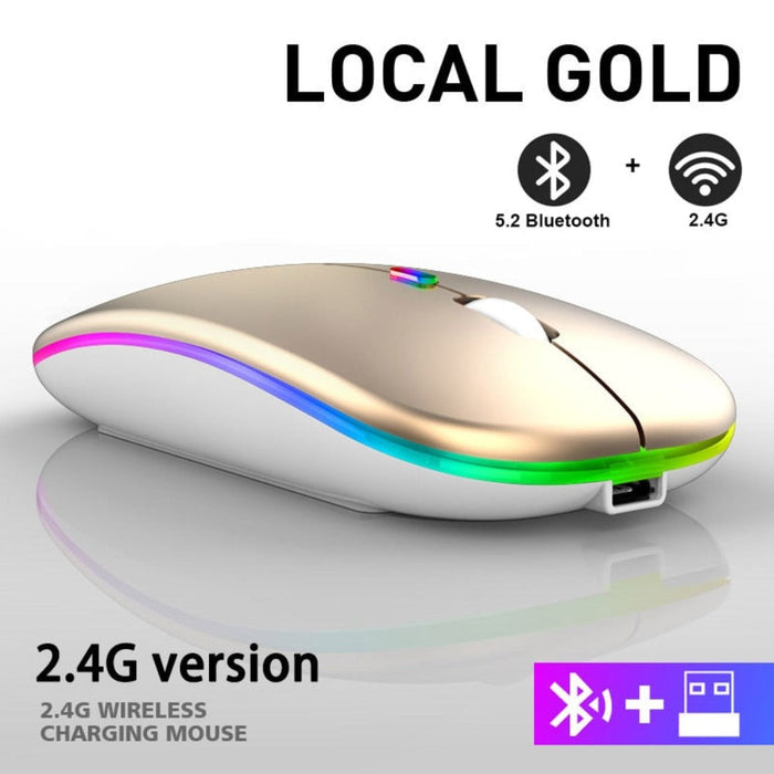 Wireless Bluetooth Mouse with RGB Functionality: black, red computer mouse, minimal gaming style