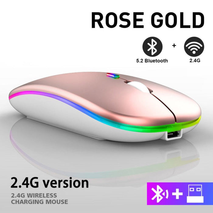 Wireless Bluetooth Mouse with RGB Functionality: black, red computer mouse, minimal gaming style