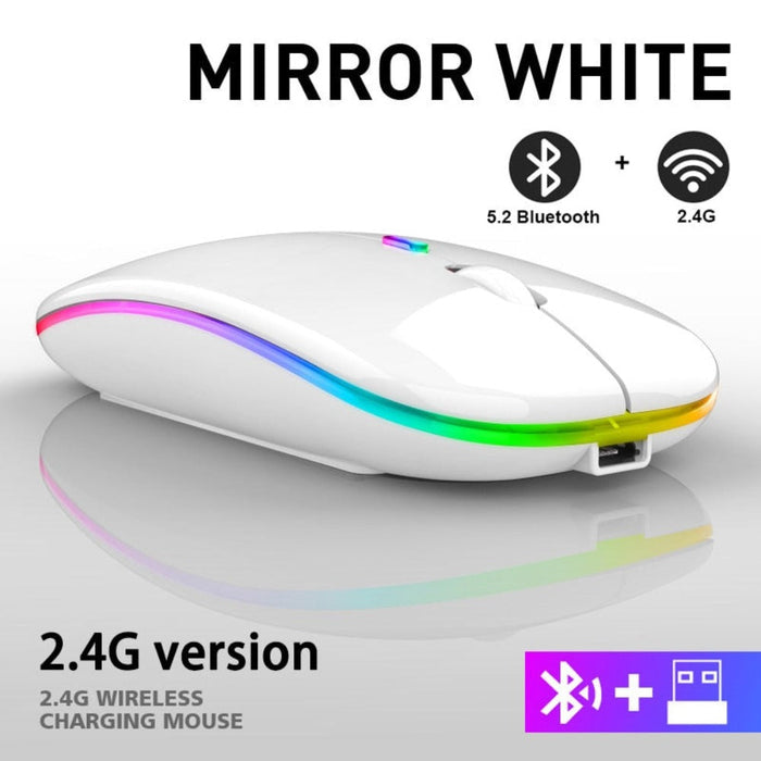Wireless Bluetooth Mouse with RGB Functionality: black, red computer mouse, minimal gaming style