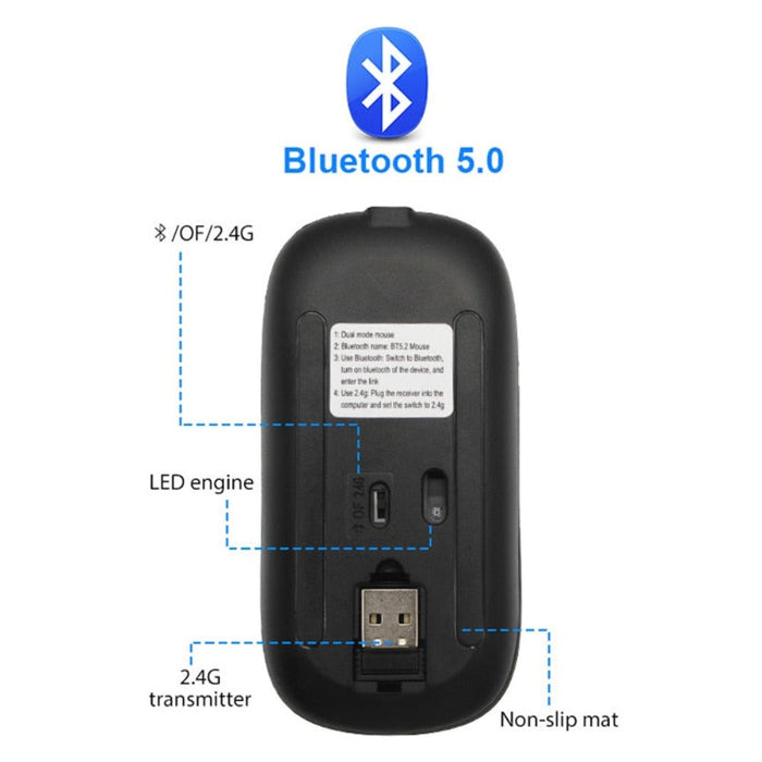 Wireless Bluetooth Mouse with RGB Functionality: black, red computer mouse, minimal gaming style