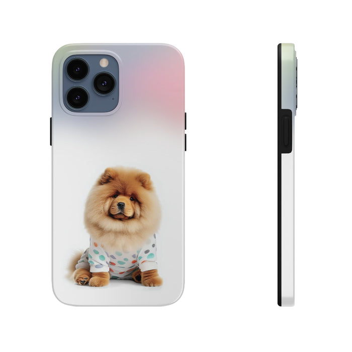 Wireless Charging Fluffy Chow Chow Dog iPhone Case, Retaining the Essence of the Product with a Fresh Twist: white, pale pink