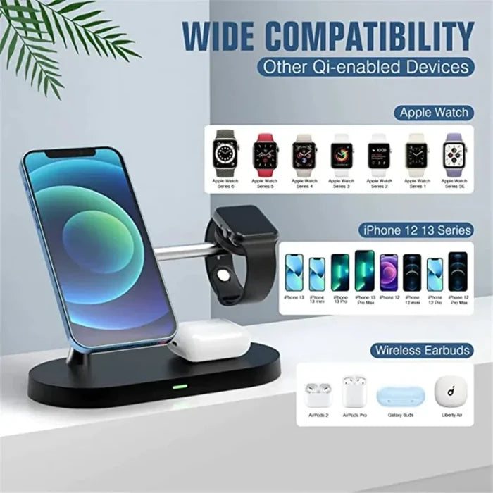 Wireless Charging Lamp Station for iPhone with Magnetic Connectivity: white, silver multi-device wireless charging stand, min