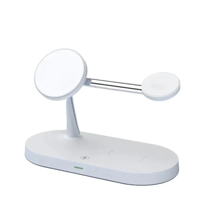 Wireless Charging Lamp Station for iPhone with Magnetic Connectivity: white, silver multi-device wireless charging stand, min