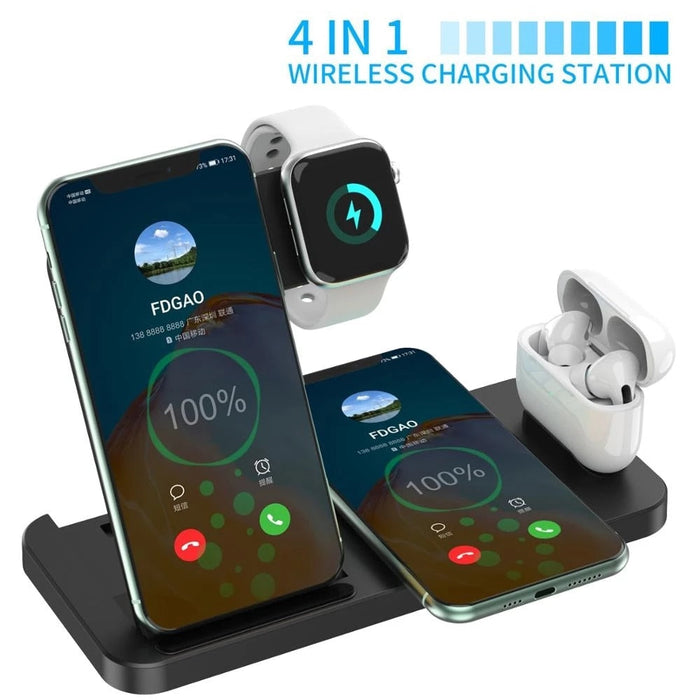 Wireless Charging Station for iPhone and Samsung Devices: black, white multi-device charging stand, minimal modern style