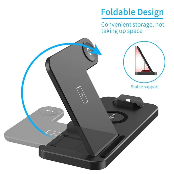 Wireless Charging Station for iPhone and Samsung Devices: black, white multi-device charging stand, minimal modern style