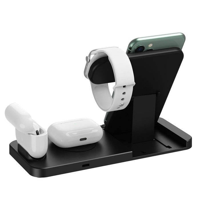 Wireless Charging Station for iPhone and Samsung Devices: black, white multi-device charging stand, minimal modern style