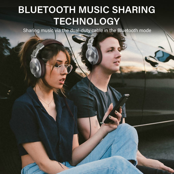Wireless Fusion Headphones with Bluetooth Connectivity: silver, brown over-ear headphones, modern premium style