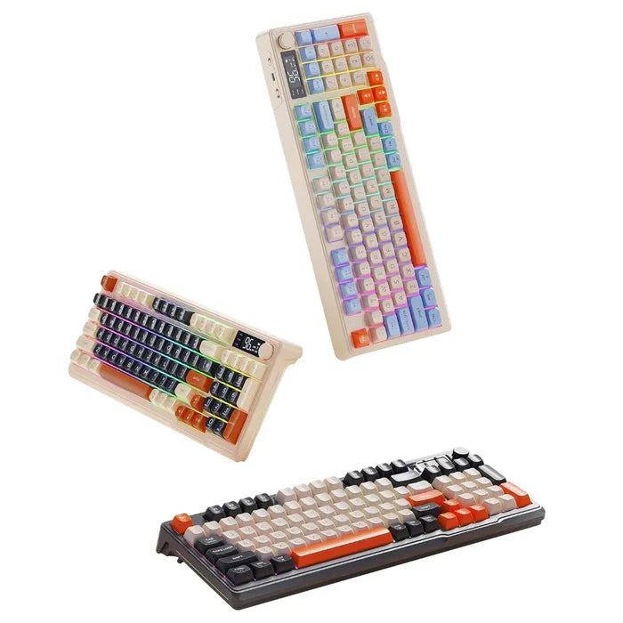 Wireless Keyboard and Mouse Set, Dragon Max 96 Bluetooth-Compatible: white, cream computer keyboards, colorful retro-inspired