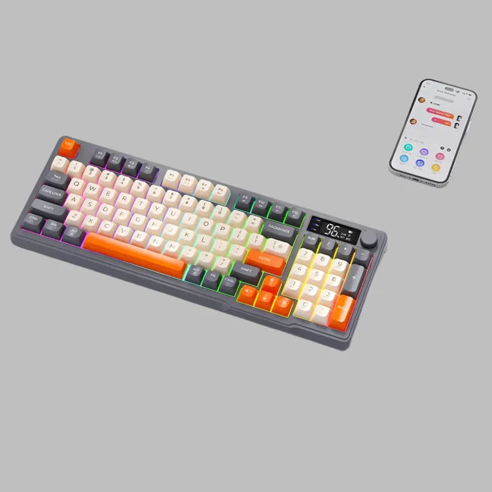 Wireless Keyboard and Mouse Set, Dragon Max 96 Bluetooth-Compatible: white, cream computer keyboards, colorful retro-inspired