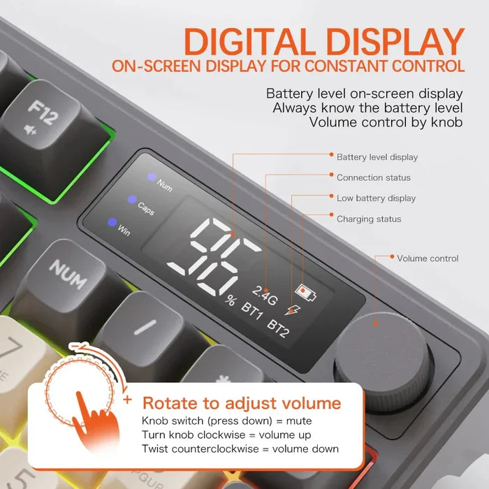 Wireless Keyboard and Mouse Set, Dragon Max 96 Bluetooth-Compatible: white, cream computer keyboards, colorful retro-inspired