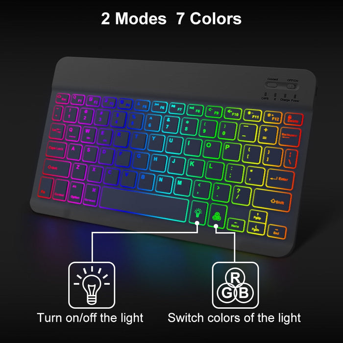 Wireless Keyboard and Mouse with RGB Lighting: black, multicolor rainbow lighting keyboard and mouse set, modern gaming style