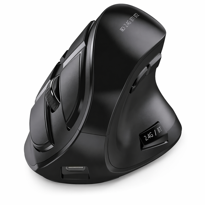 Wireless Vertical Mouse with Bluetooth and 2.4Ghz Dual Mode Black