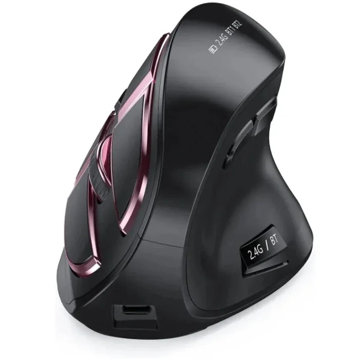 Wireless Vertical Mouse with Bluetooth and 2.4Ghz Dual Mode: black, dark gray vertical ergonomic computer mouse, modern ergon