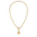 Women's Coin Pendant Chain Style Necklace Gold