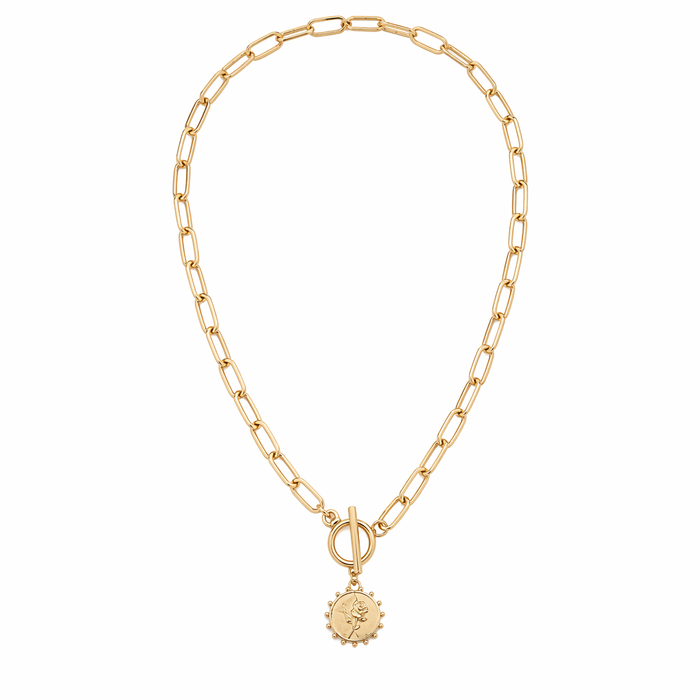 Women's Coin Pendant Chain Style Necklace Gold