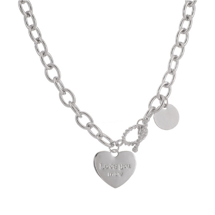 Women's Heart-Shaped Pendant Chain Necklace with an Expression of Deeper Affection: silver, light blue chain necklace, minima