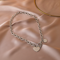 Women's Heart-Shaped Pendant Chain Necklace with an Expression of Deeper Affection: silver, light blue chain necklace, minima