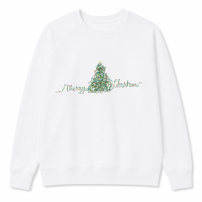 Women's Holiday Lights Tree Pullover White