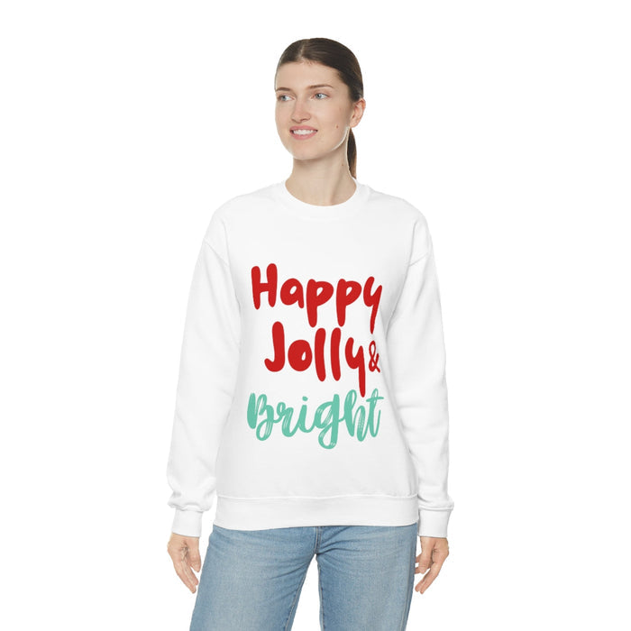 Women's Joyful and Vibrant Sweatshirt: white, red holiday text theme, casual festive graphic style