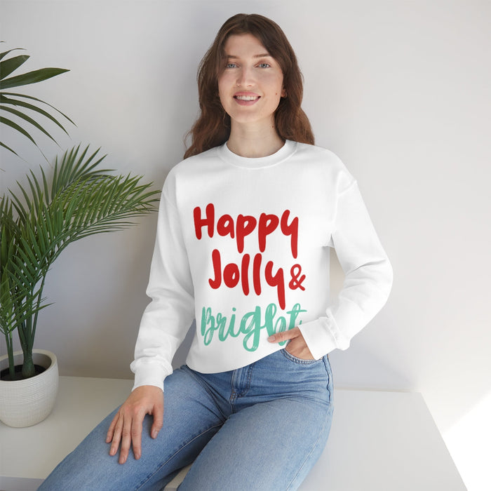 Women's Joyful and Vibrant Sweatshirt: white, red holiday text theme, casual festive graphic style