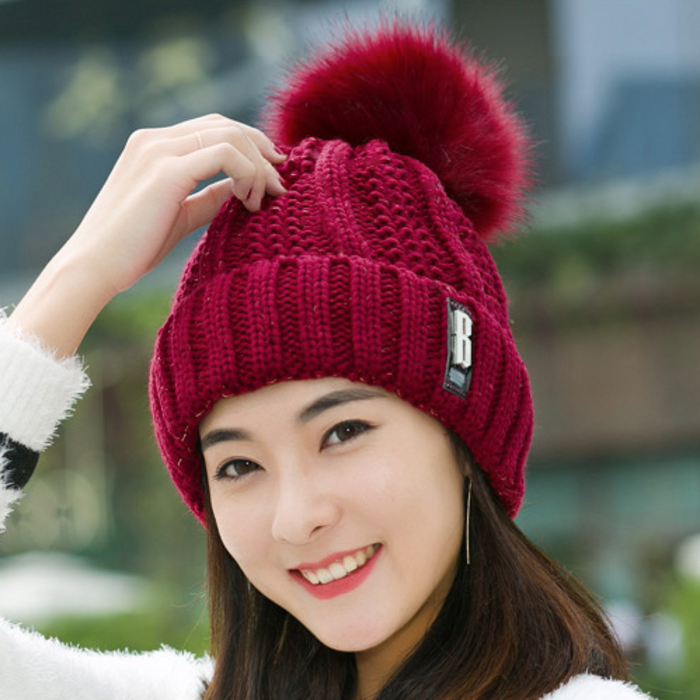 Women's Knitted Winter Beanie: gray, dark gray knit beanie hat, casual winter style