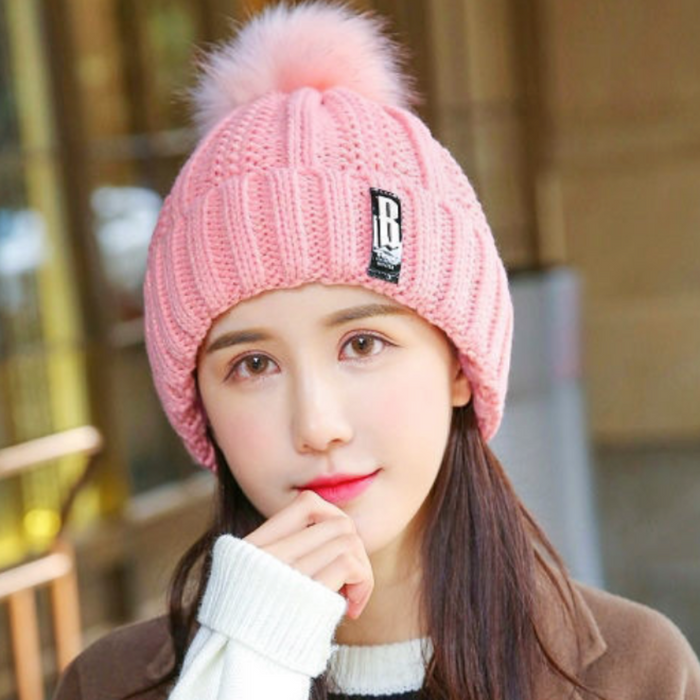 Women's Knitted Winter Beanie: gray, dark gray knit beanie hat, casual winter style