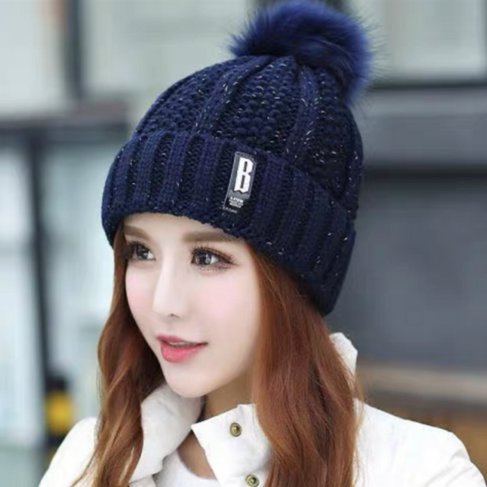 Women's Knitted Winter Beanie: gray, dark gray knit beanie hat, casual winter style