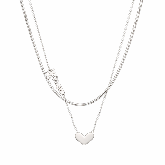 Women's Romance-inspired Layered Necklace Silver