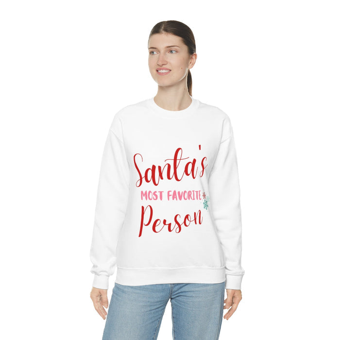 Women's Sweatshirt, Santa's Beloved Companion: black, red Christmas/Santa-themed text, casual festive graphic apparel style
