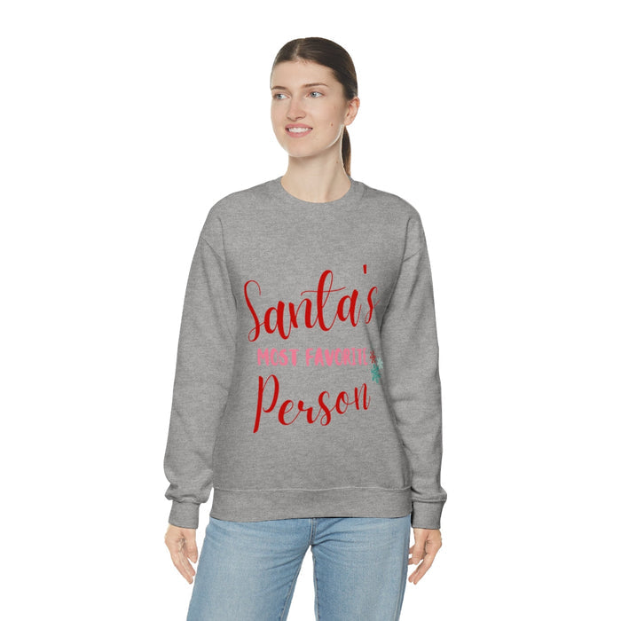 Women's Sweatshirt, Santa's Beloved Companion: black, red Christmas/Santa-themed text, casual festive graphic apparel style
