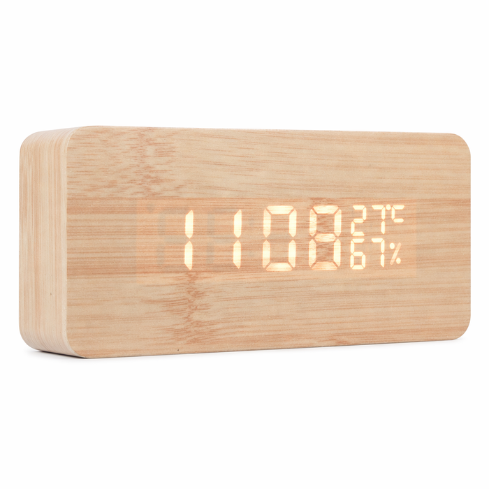 Wooden Digital LED Clock with Temperature Indicator Default