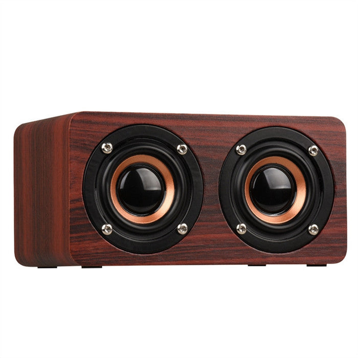Wooden Retro Bluetooth Speaker with Vintage Design: light wood beige, black portable speaker, minimal modern style