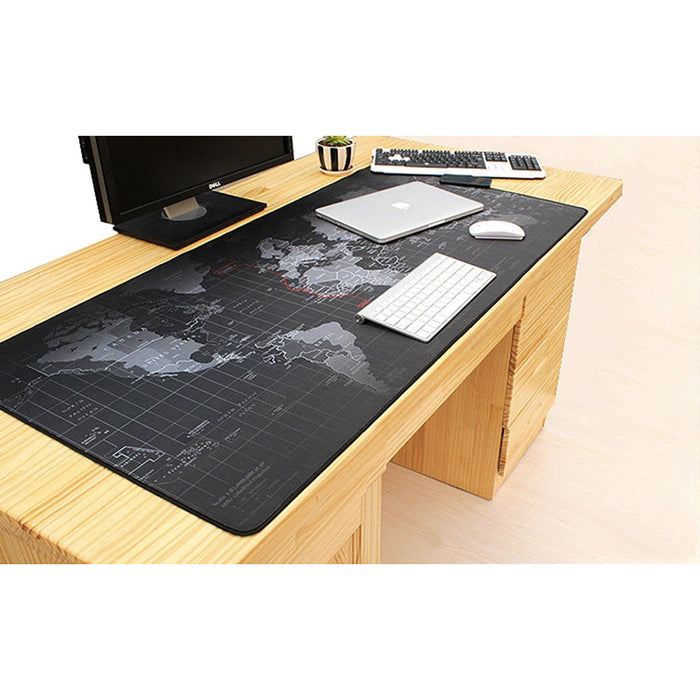 World Map Ninja Dragon Gaming XL Mouse Pad with Non-Slip Base: black, dark gray world map, minimal style